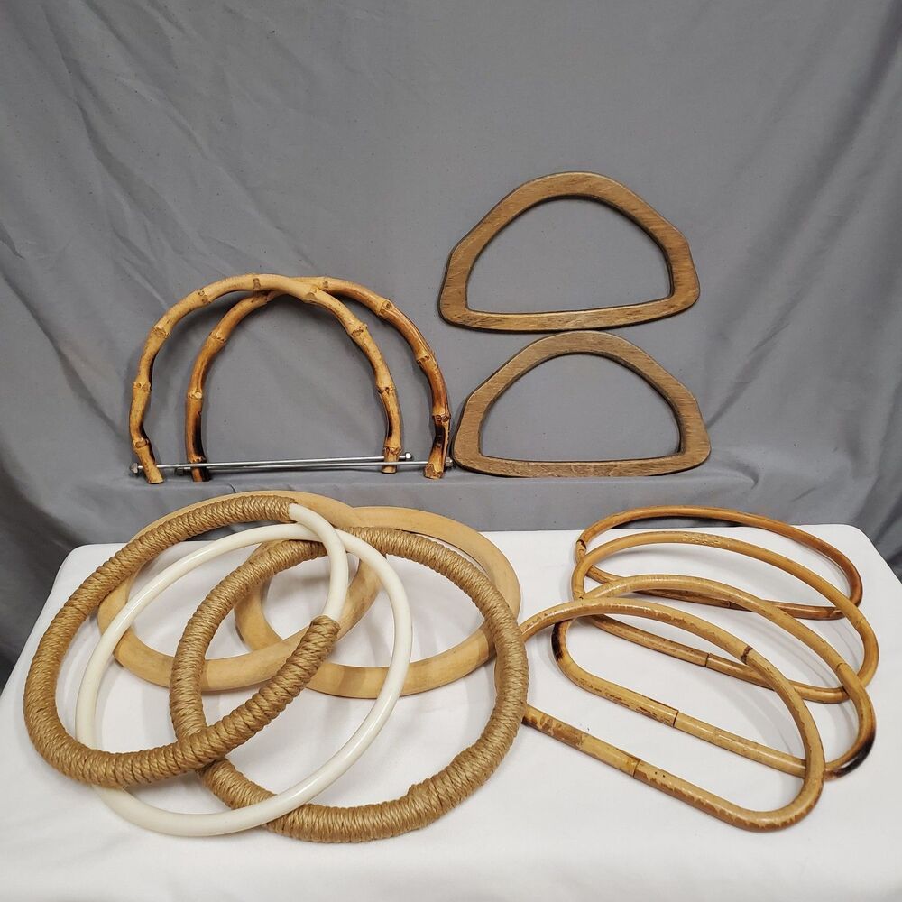 Purse Bag Handles for Crafting Macrame Crochet Fabric DIY Vintage Lot of 6 sets